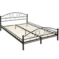 STRUCTURE DE LIT Lit Adulte Métal avec Sommier à Lattes en Bois 2 P STRUCTURE DE LIT Lit Adulte Métal avec Sommier à Lattes en Bois 2 P
