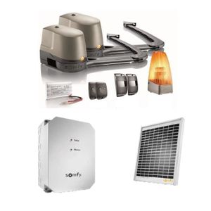 SOMFY Kit de motorisation de portail ? bras Evolvia 400 pour portail battant avec son kit d'alimentation solaire