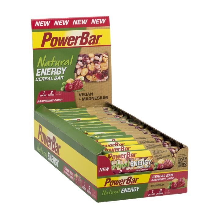 POWERBAR Lot de 24 barres de céréales Natural Energy Cereal - Framboise croustillante - 40 g
