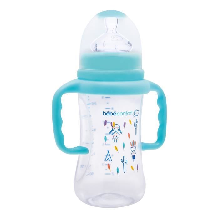 BEBE CONFORT Biberon Maternity 270ml avec poignées - Indians Bleu