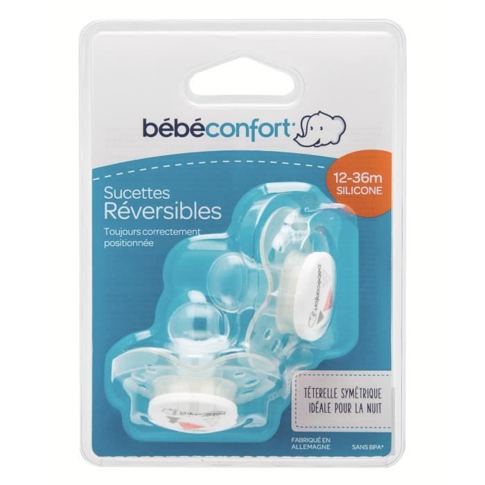 BEBE CONFORT Sucette Reversible Silicone 12/36m (x2) - Gris Sport