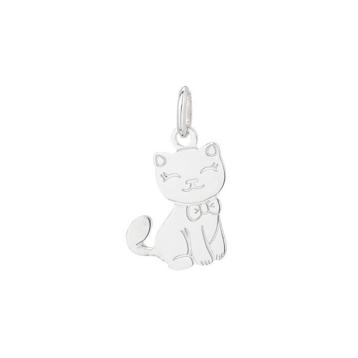 YSORA - Pendentif Chat en Argent Rhodié - Enfant