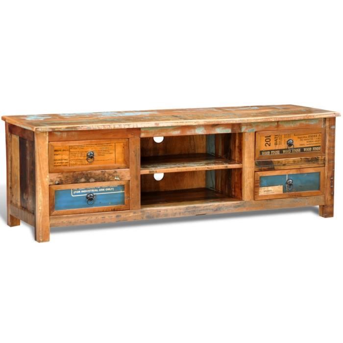 meuble tv en bois recyclé coloré - achat / vente meuble tv meuble tv