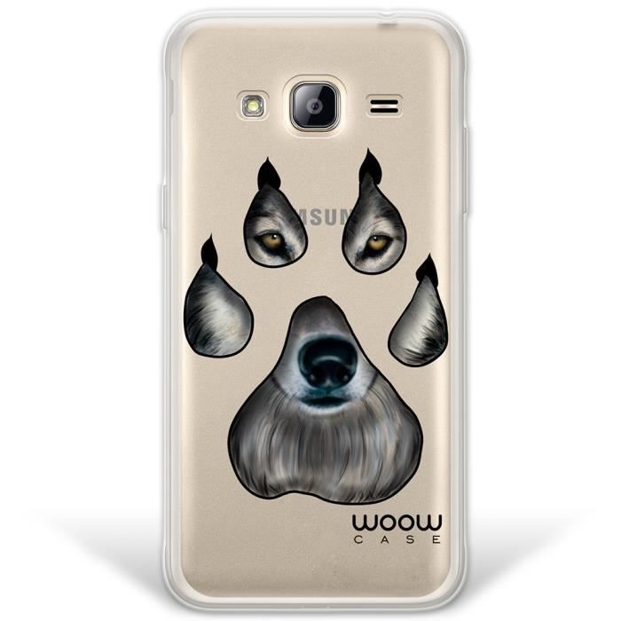 Samsung Galaxy J3 - J3 2016 Coque, WoowCase® [ Hybrid ] Empreinte De Loup Designs D'animaux