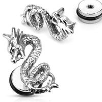 Boucle d'oreille Boucle d'oreille acier faux écarteur dragon Boucle d'oreille Boucle d'oreille acier faux écarteur dragon