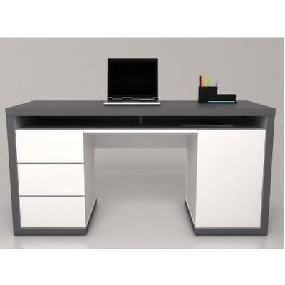 Bureau Avec Rangements Igor Ii Blanc Et Gris Achat Vente