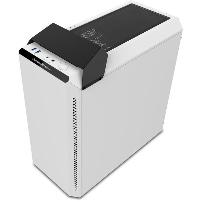 BARONKASE LIQUID Moyen tour Format ATXavec Watercooling CPU intégré - Blanc (verre trempé)
