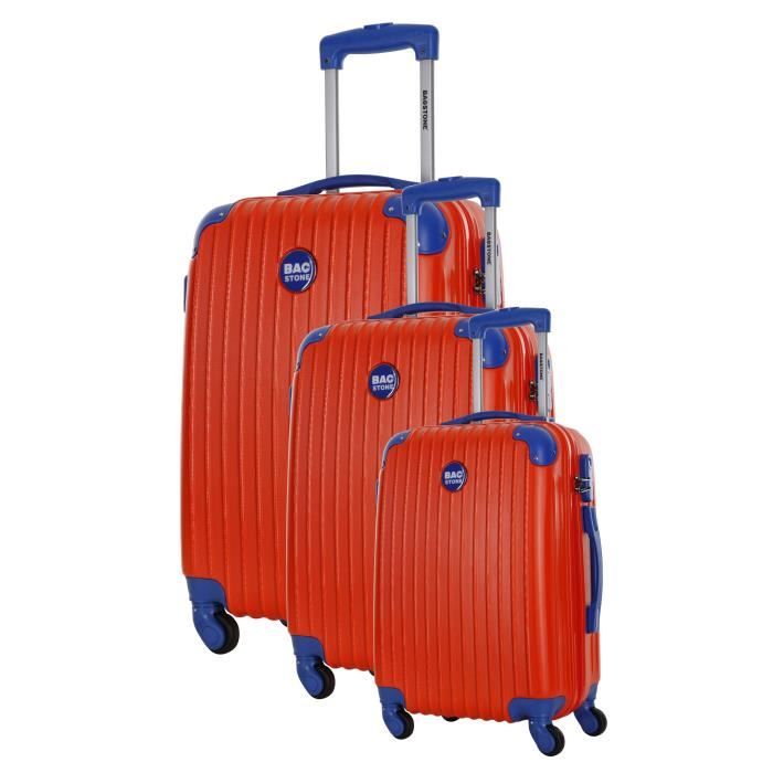 BAGSTONE Set de 3 Valises Rigide ABS 4 Roues S-M-L WINNER Orange