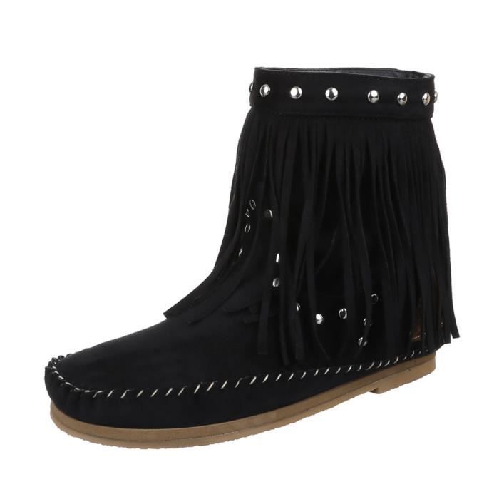 Bottes Rivet Bleu 36 noir Chaussures Bottillon Noir Femme S'effranger Avec Et T6BExgR