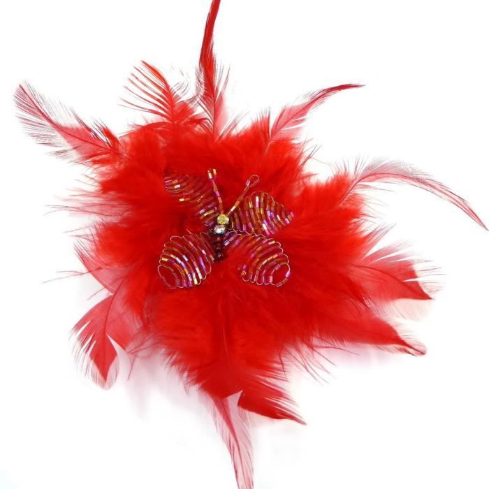 Broche Fleur Pince Cheveux Mariage Plumes Diamètre 11cm