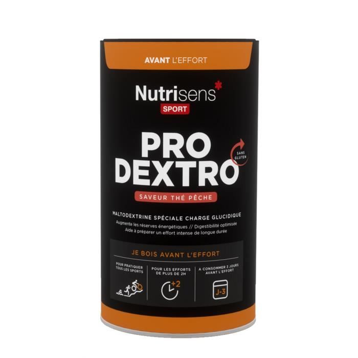 NUTRISENS Complément alimentaire - Pot de 450g - 7 dosettes maltodextrine spéciale charge glucidique ProDextro - Thé pêche