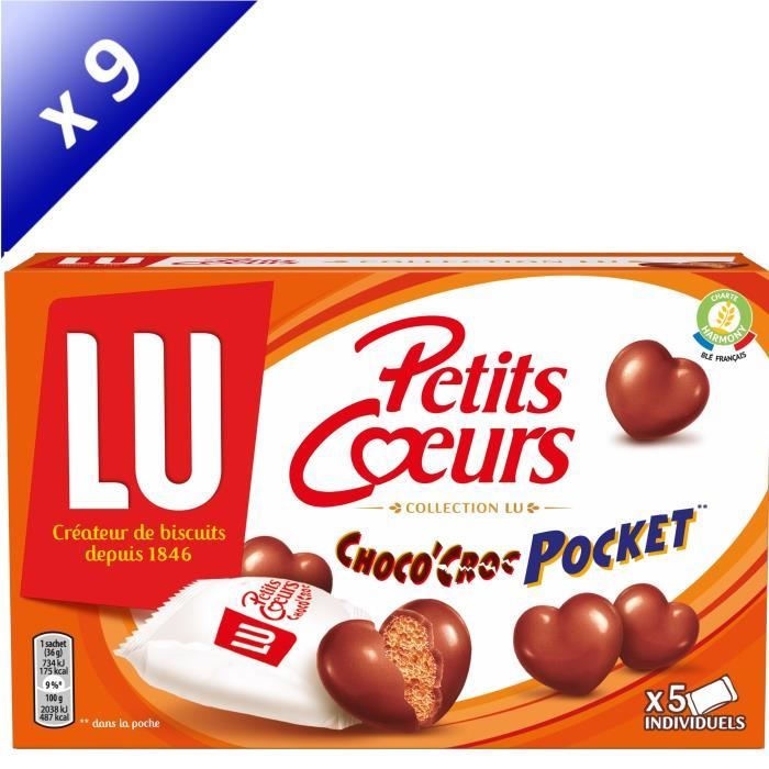 Lot de 9 LU Petits CŒurs Choco'Croc Pocket