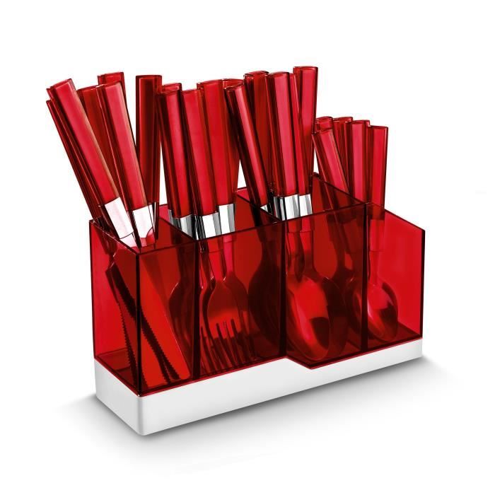 LA TABLE D'ALBERT Ménagère 24 pièces - Cristal Rouge