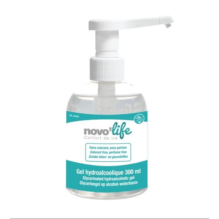 Gel hydroalcoolique désinfectant NOVOLIFE - Sans colorant, sans parfum - 300 ml