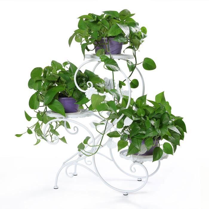 Support Plantes 3 Étagères HLC-Bronze | Métal Fer Forgé - Décoration Jardin Et Intérieur