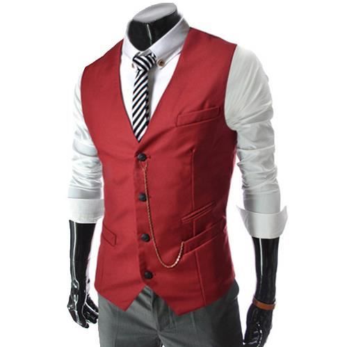 Homme Veste Costume Veste Gilet Rouge - Achat / Vente ...