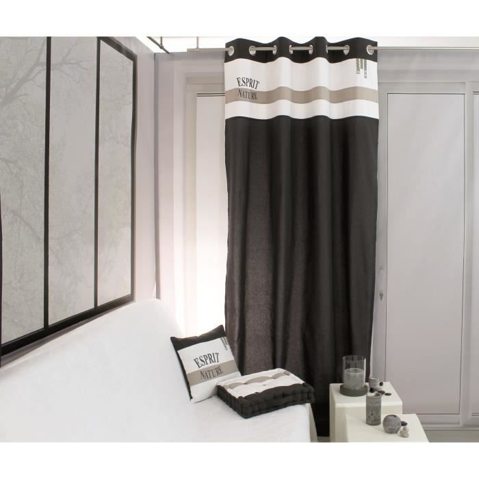 SOLEIL D'OCRE Rideau à Œillets Esprit nature 140X250 cm - 100% coton - Rayé multicolore