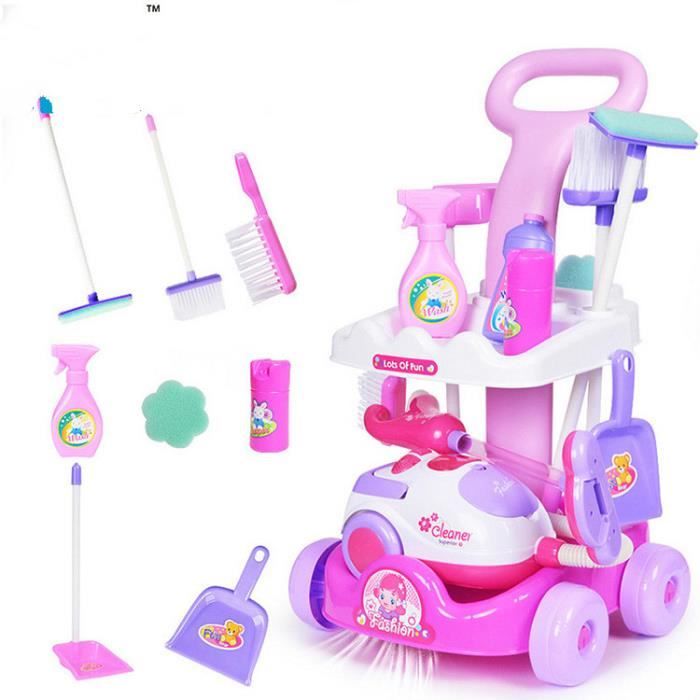 Jingyash Kit De Nettoyage Pour Enfant - Balai, Pelle, Vadrouille Et Support - Jeu Éducatif Ménage Pour Filles Et Garçons Dès 3 Ans (Multicolore)