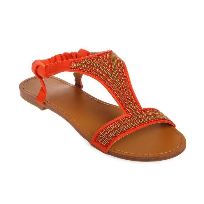 42 Sandales Strass Grandes Perle À Tailles Orange Et 66aw8Tq