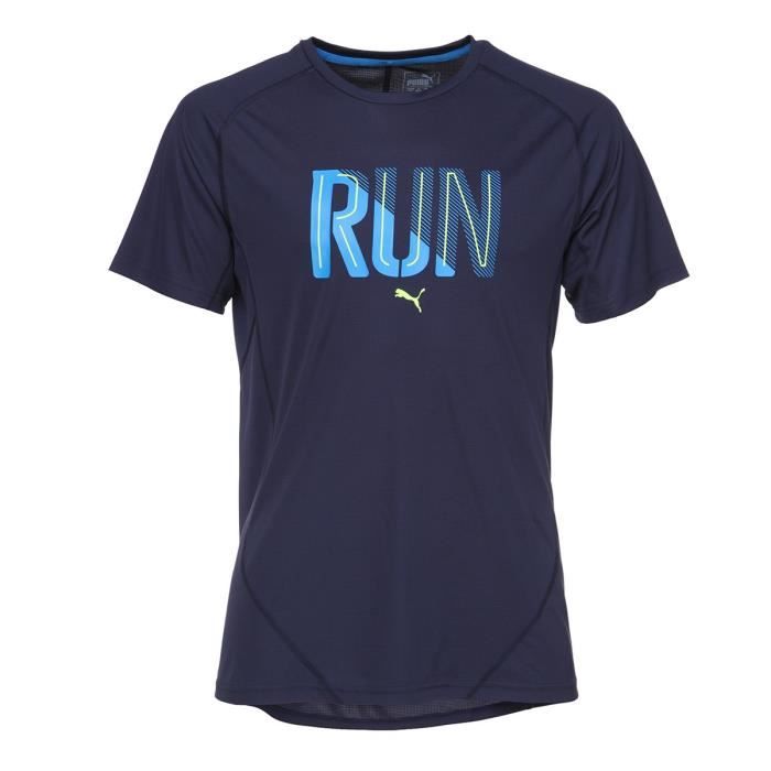 PUMA T-shirt Manches courtes Run Peacoat - Homme - Bleu marine