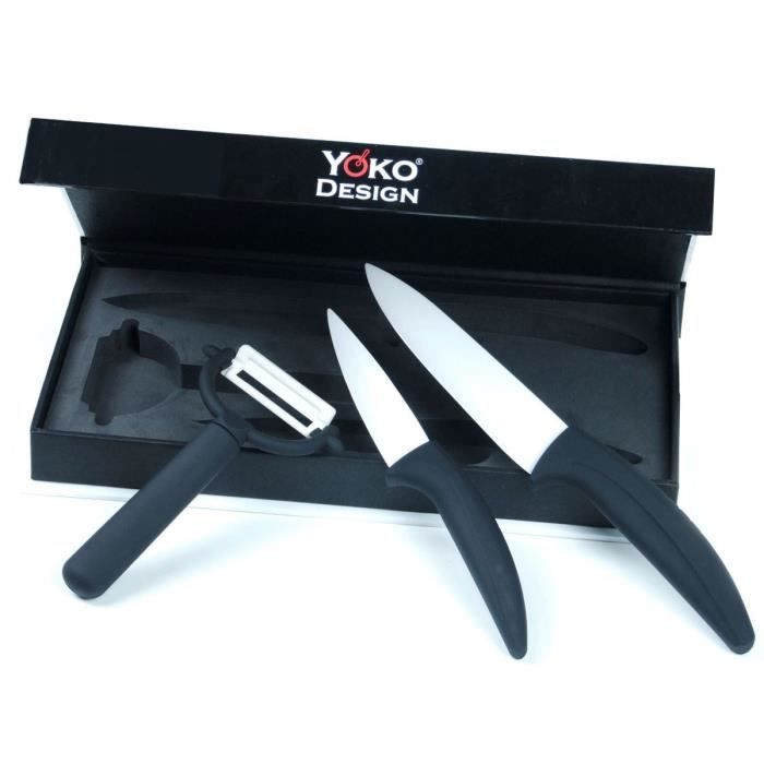 YOKO DESIGN Set de 2 Couteaux en Céramique + un Eplucheur
