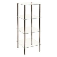 MEUBLE BAS COMMODE SDB Etagère 4 rayons Belly chrome et verre trempé tran MEUBLE BAS COMMODE SDB Etagère 4 rayons Belly chrome et verre trempé tran