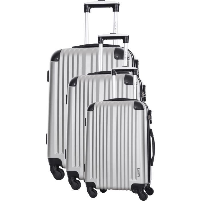TRAVEL ONE Set de 3 Valises 4 roues S/M/L ARGENT LANGFORD