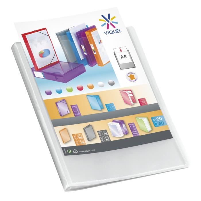 VIQUEL Protège-documents personnalisable - Format A4 - 80 vues - Incolore