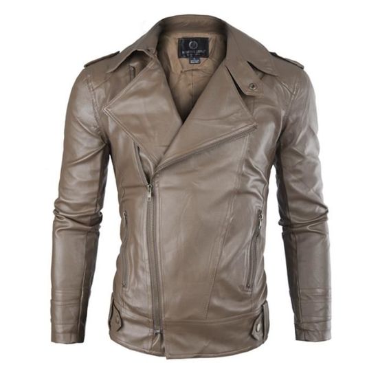Casual Zipper Unie Au Homme Garde Couleur Veste Pu Chaud P18qpw