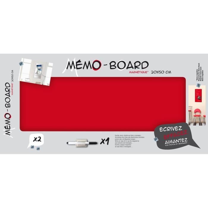IMAGINE Mémo board magnétique verre rouge 20x50 cm