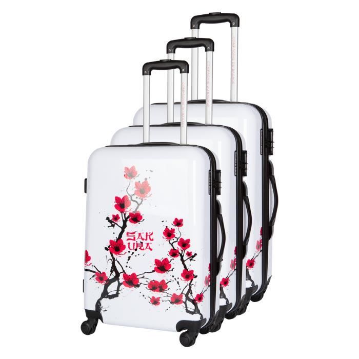 CDB Set de 3 Valises Rigides ABS et Polycarbonate 4 Roues 51-61-71 cm Blanc