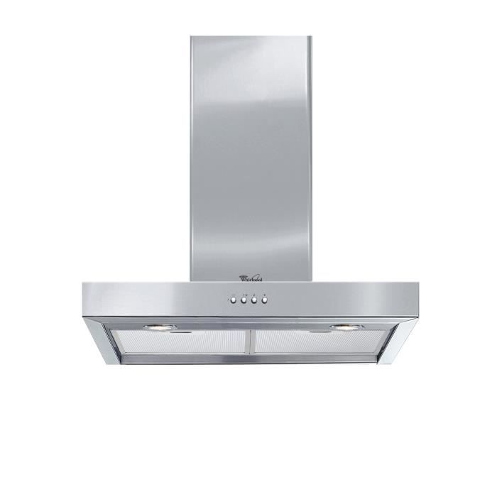WHIRLPOOL AKR5582IX Hotte décorative - Evacuation ou recyclage - 368m3-h - 61dB - 3 vitesses - L60cm - Inox