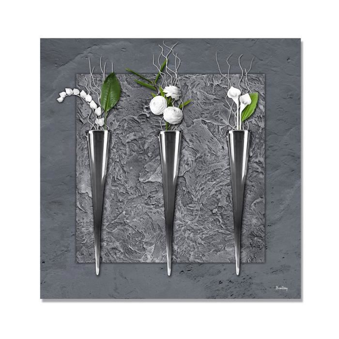 Forex Deco Soliflores Gris 100 X 100 Cm Blanc Achat Vente - 