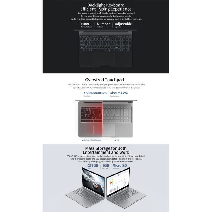 PC portable-Teclast F15 Ordinateur portable -15,6&quot;-Intel1