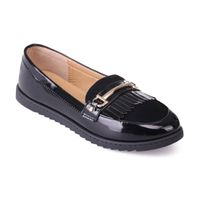 MOCASSIN Mocassins noirs vernis à franges MOCASSIN Mocassins noirs vernis à franges