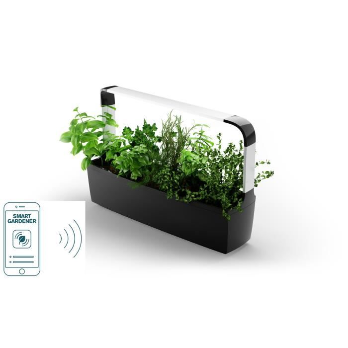 TREGEN Potager connecte T12 Pour 12 aromates petits legumes fleurs avec application Smartphone Noir
