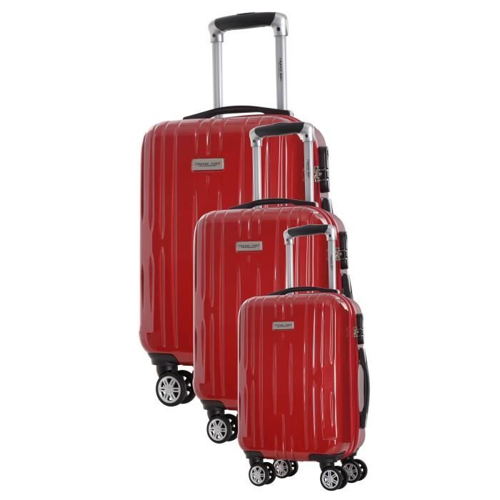 TRAVEL ONE Set de 3 Valises Clifton - Taille S, M et L - 8 Roues - Rouge