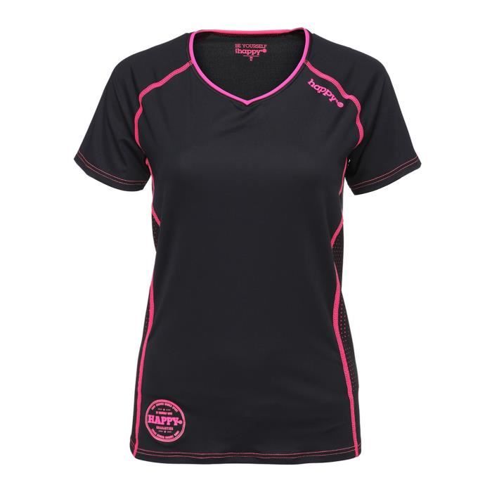 HAPPY AND SO T-Shirt Multisport MC Tech - Femme - Rose fluo
