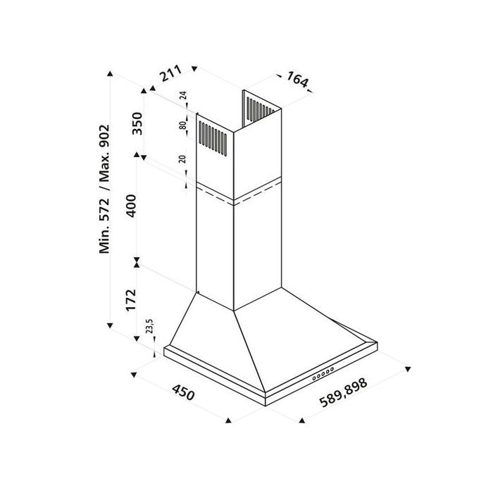 Hotte cuisine murale Silverline TESSY inox 9003