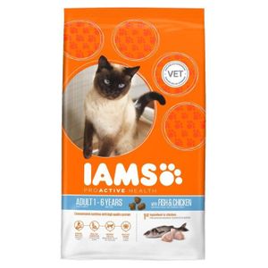 IAMS Croquettes au poisson et au poulet - Toutes races - 15kg - Pour chat adulte