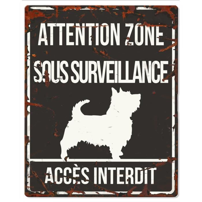 D&D Plaque Attention Chien Terrier - Noir