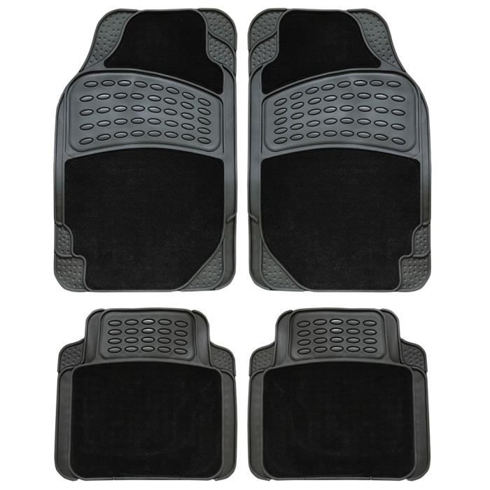 Jeu de 4 Tapis moquette - PVC - Gris