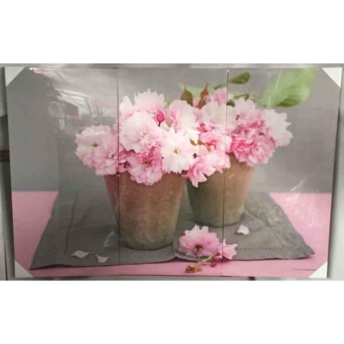 toile imprimée triptyque "fleurs" (3x 40x80x3) - achat / vente