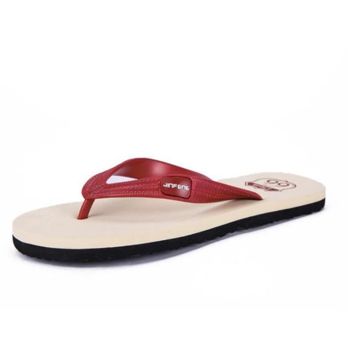 Pantoufle En Tong Flip Chaussures Ete Caoutchouc Mode Respirant Hommes Flops Plage Sandales Confortable Casual 4Xr04w