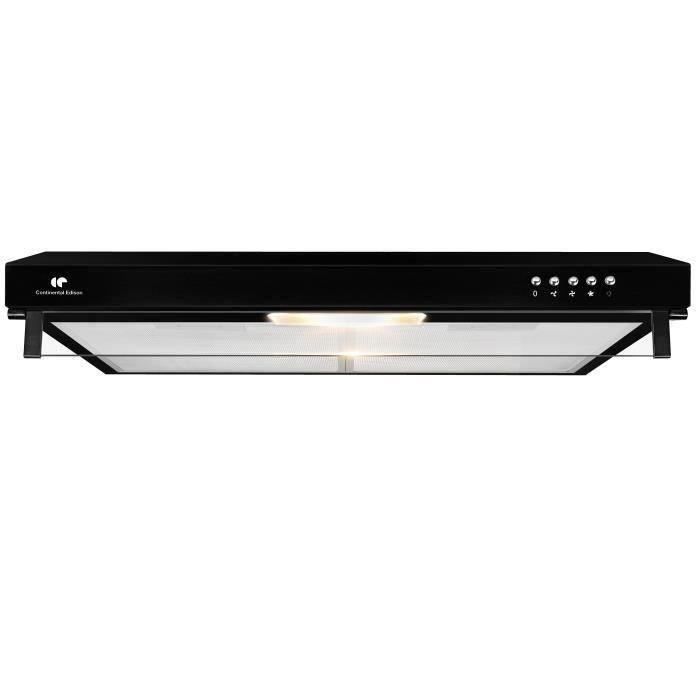 CONTINENTAL EDSION CEHC440B Hotte visière - Evacuation ou recyclage - 440m3-h - 73dB - 3 vitesses - L60cm - Noir