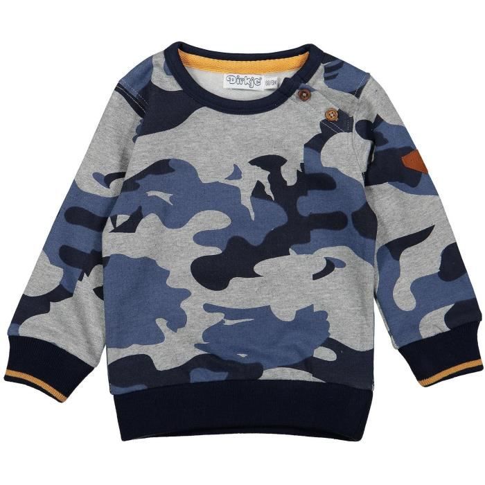 DIRKJE Pull Bleu Marine et Blanc Bébé Garçon