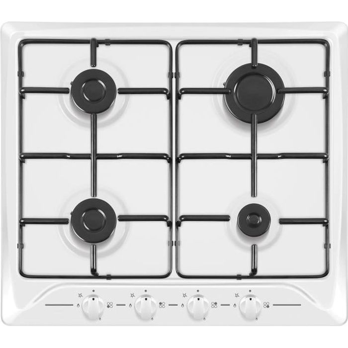 HUDSON HTG 640 B - Table de cuisson gaz - 4 foyers - L 60 cm - Revetement email - Inox