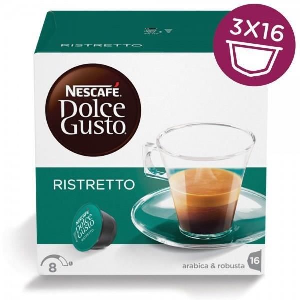 NESCAFÉ DOLCE GUSTO Lot de 3 paquets de Ristretto - 3 x 16 Capsules