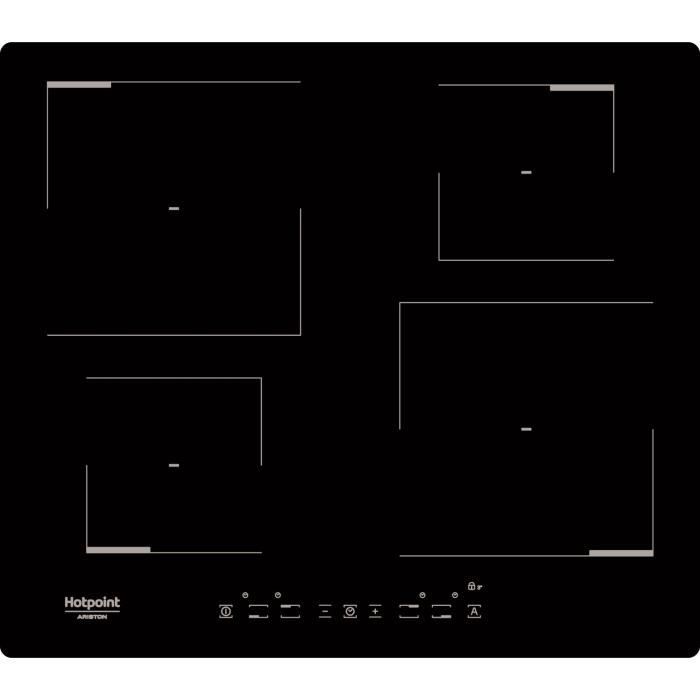 HOTPOINT HKIA640C - Table de cuisson - Induction - 4 zones - 7200W - L59xP51cm - Revêtement verre - Noir