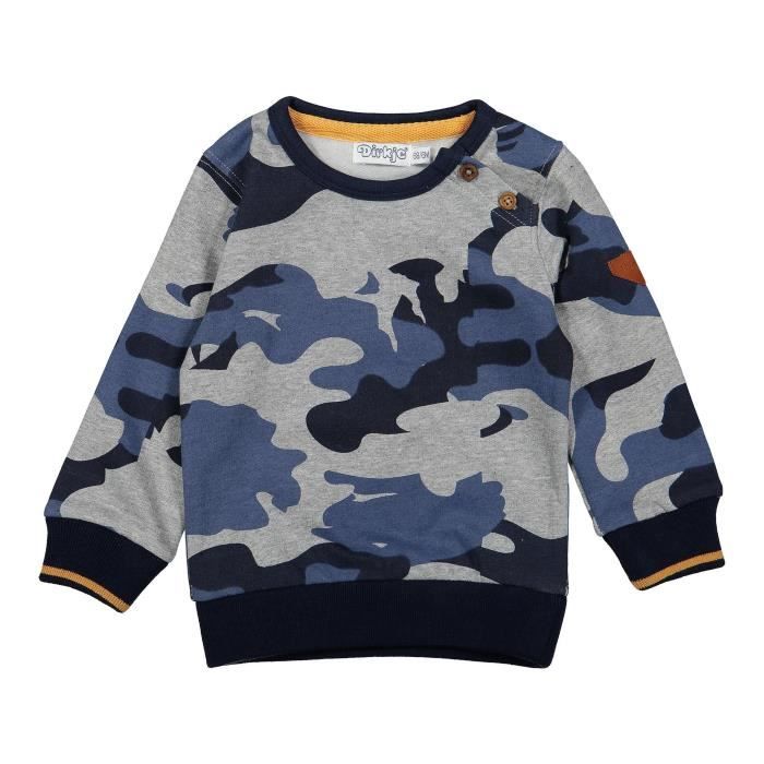 DIRKJE Pull Bleu Marine et Blanc Enfant Garçon